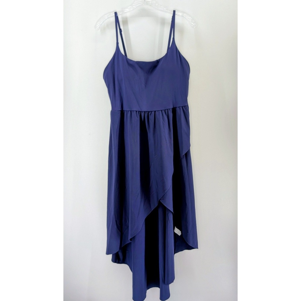 Halara Breezeful Asymmetric Crossover Hem Flowy Midi Quick Dry Casual Large Navy